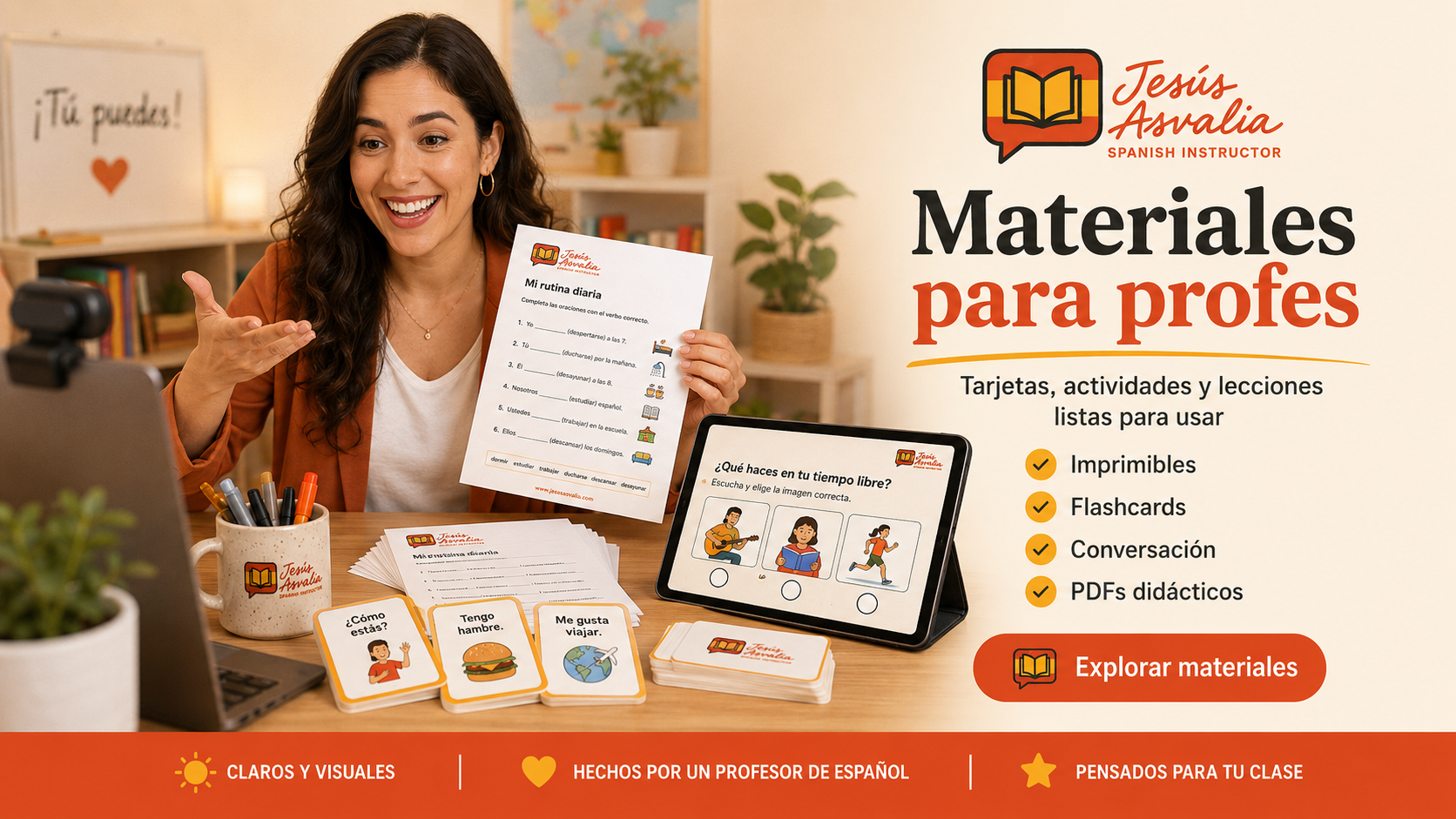 Materiales para profes — tarjetas, actividades y lecciones listas para usar