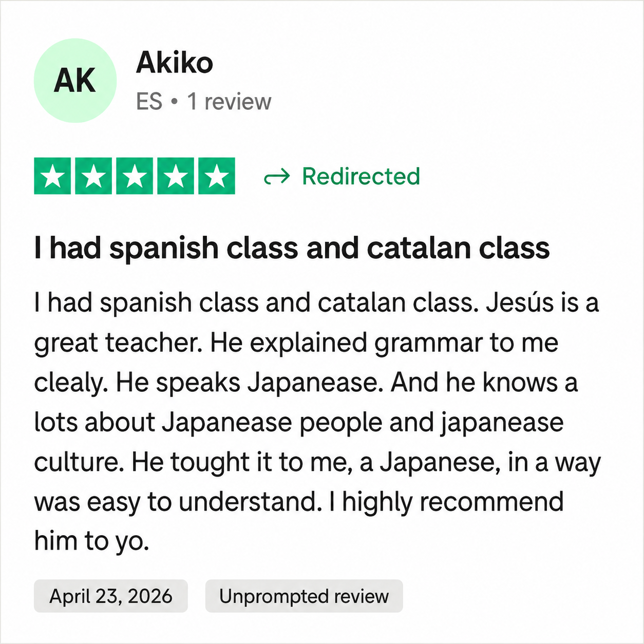 Akiko — April 2026